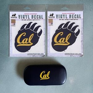 CAL Golden Bears Bearpaw Vinyl Decal Premium Weatherproof + Cal Glasses Case